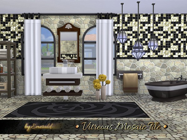  The Sims Resource: Vitreous Mosaic Tile by emerald