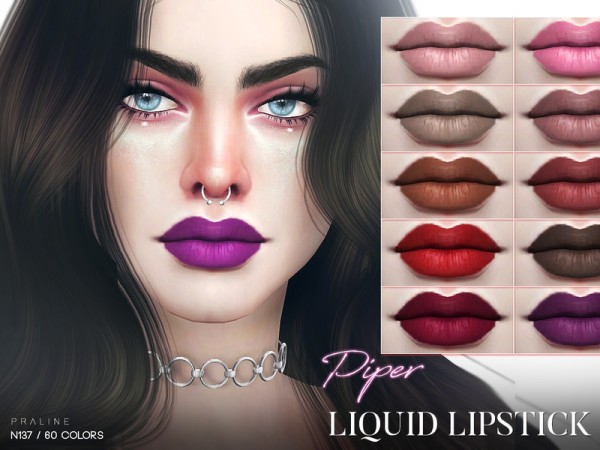  The Sims Resource: Piper Liquid Lipstick N137 by Pralinesims