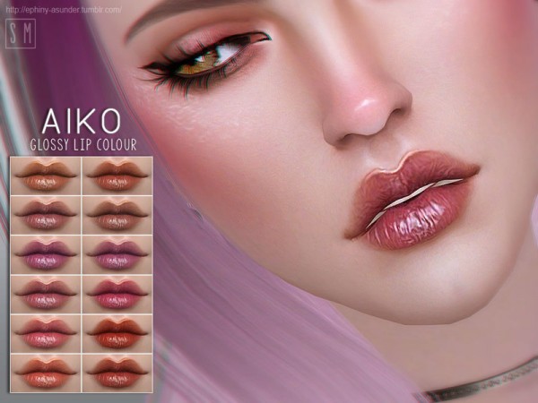  The Sims Resource: Aiko   Glossy Lip Colour by Screaming Mustard