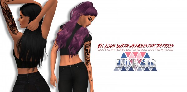  Simsworkshop: In Love With A Monster Arm Tattoos by EnticingSims