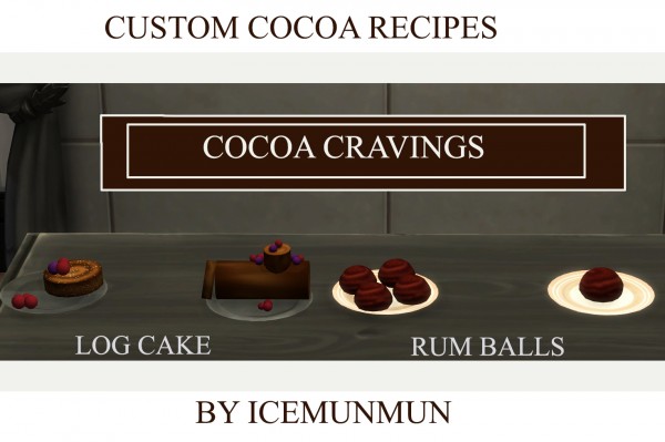  Mod The Sims: Cocoa Cravings   Log Cake and Rum Balls by icemunmun