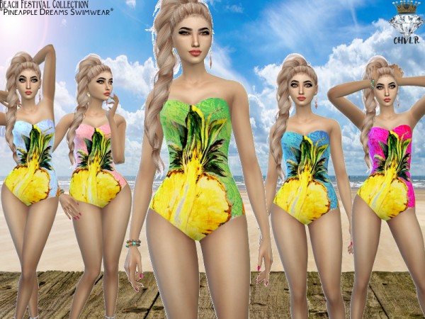  The Sims Resource: Pineapple Dreams Swimwear by MadameChvlr