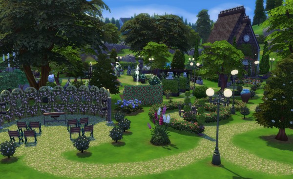  Mod The Sims: Midnight Whispers Chapel and Park (no CC) by Alrunia