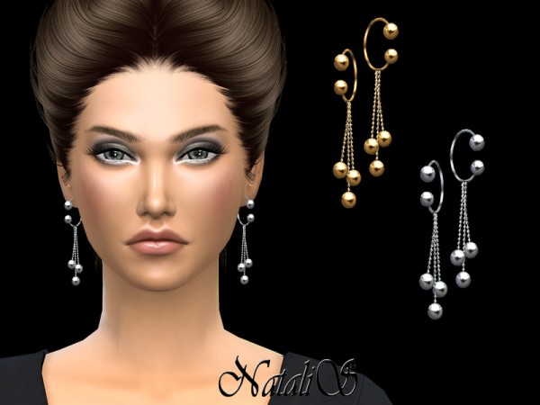  The Sims Resource: Hoop earrings with balls pendant by NataliS