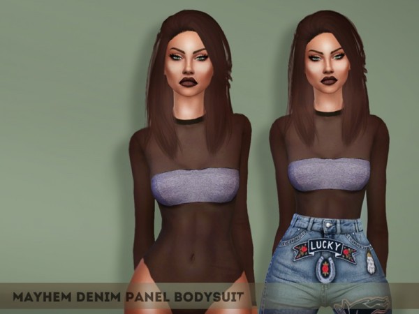  The Sims Resource: Denim Panel Bodysuit by mayhem sims