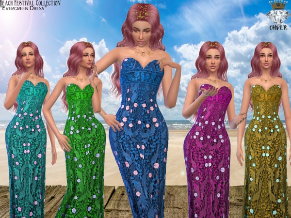  The Sims Resource: Evergreen Dress by MadameChvlr