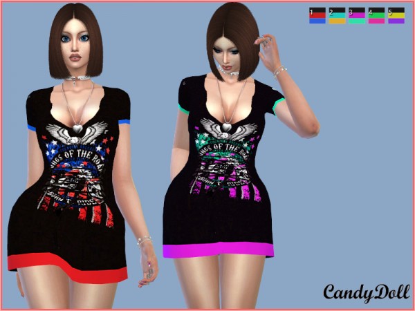  The Sims Resource: Rock Band Corset T Shirt Dress by CandyDolluk