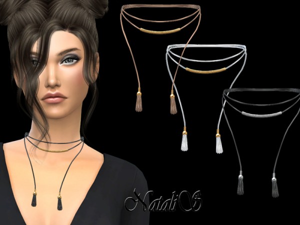  The Sims Resource: Metal Detail Tassel Design Necklace by NataliS