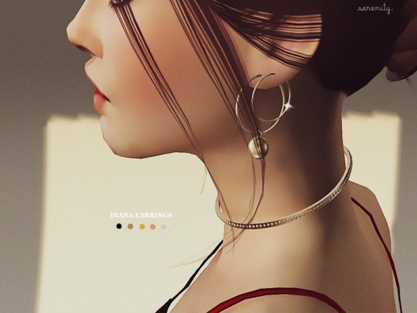  The Sims Resource: Diana Earrings by serenity cc