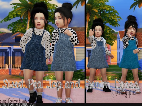  The Sims Resource: Sweet Pea Top and Denim Dress by simtographies