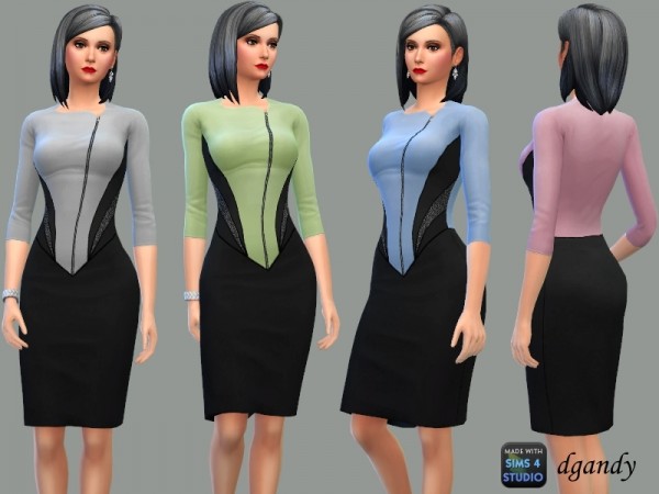  The Sims Resource: Pencil Dress with Front Zipper by dgandy