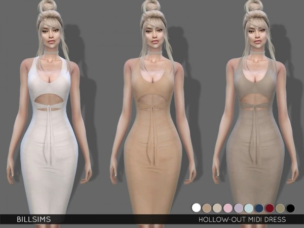  The Sims Resource: Hollow out Midi Dress by Bill Sims