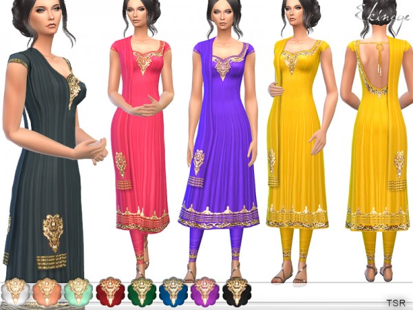  The Sims Resource: Anarkali   2 dress by ekinege