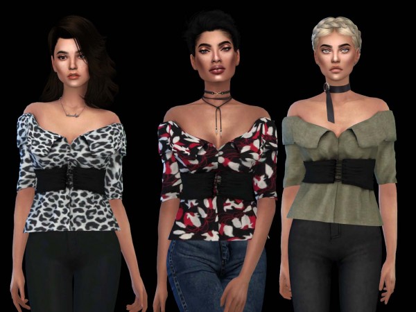  Leo 4 Sims: Mila belted shirt recolored