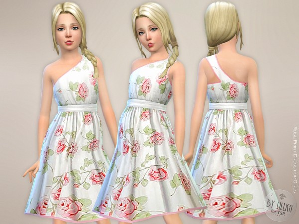  The Sims Resource: Rose Print Dress for Girls by lillka
