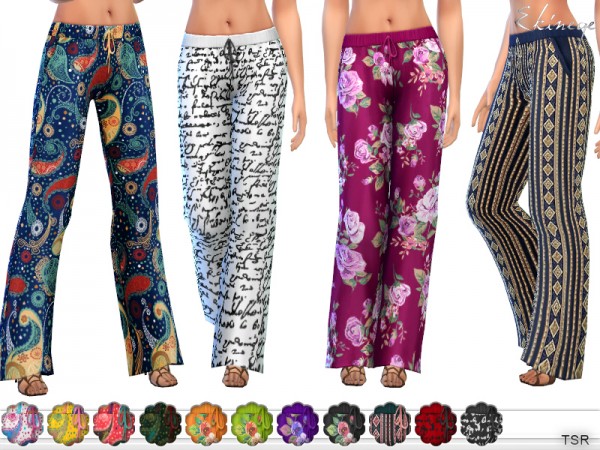  The Sims Resource: Wide Leg Printed Pants by ekinege