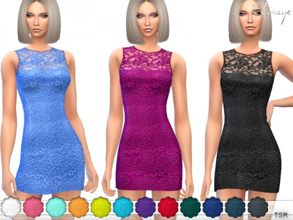  The Sims Resource: Sleeveless Lace Dress by ekinege