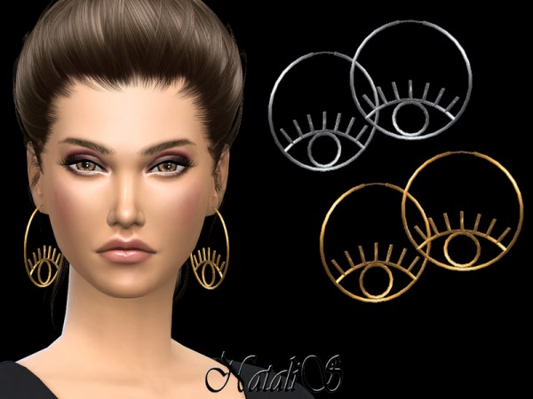  The Sims Resource: Eye Hoop Earrings by NataliS