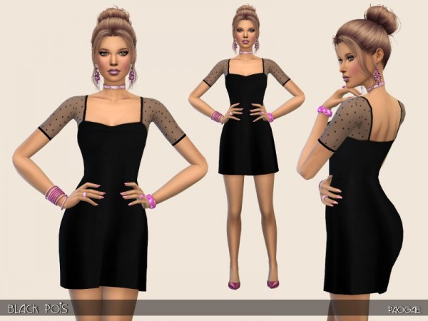  The Sims Resource: Black Pois dress by Paogae