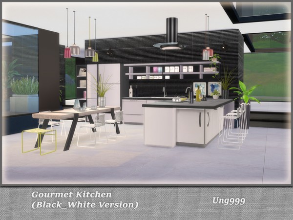  The Sims Resource: Gourmet Kitchen Black and White Version by ung999