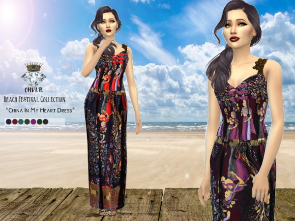  The Sims Resource: China in my Heart dress by MadameChvlr