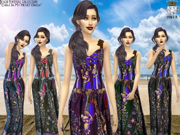  The Sims Resource: China in my Heart dress by MadameChvlr