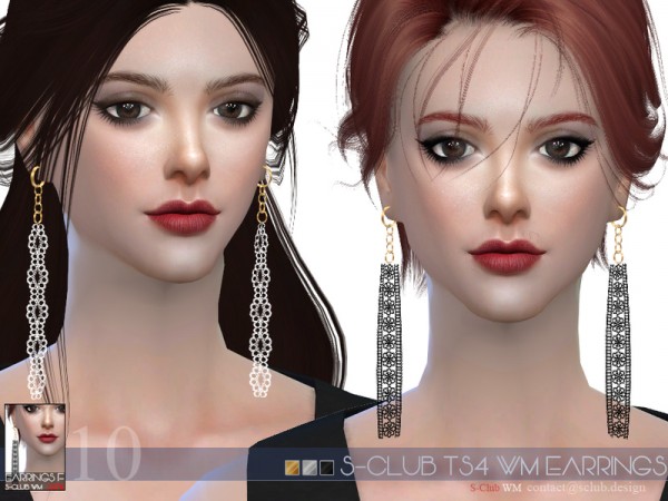  The Sims Resource: Earrings F 201710 by S Club