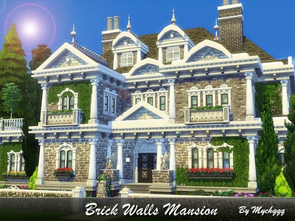  The Sims Resource: Brick Walls Mansion by MychQQQ