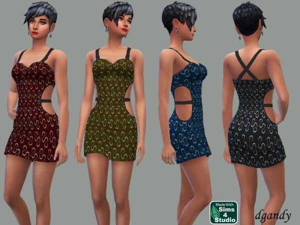  The Sims Resource: Metallic Thread Mini dress by dgandy
