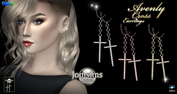 Jom Sims Creations: Avenly cross earrings