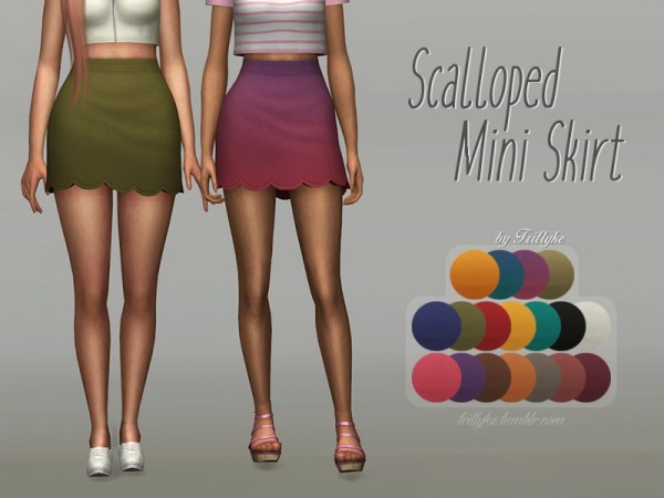 The Sims Resource: Scalloped Mini Skirt by Trillyke • Sims 4 Downloads