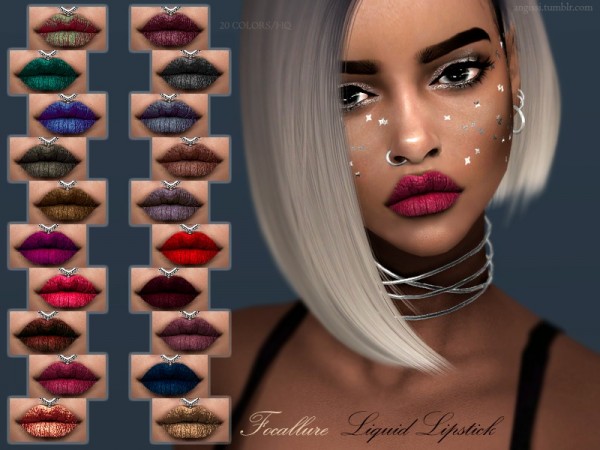  The Sims Resource: Focallure Liquid Lipstick by ANGISSI