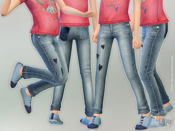  The Sims Resource: Girls Heart Skinny Jeans by lillka