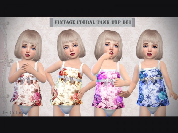  The Sims Resource: Toddlers Vintage Floral Tank Top D01 by CelineNguyen
