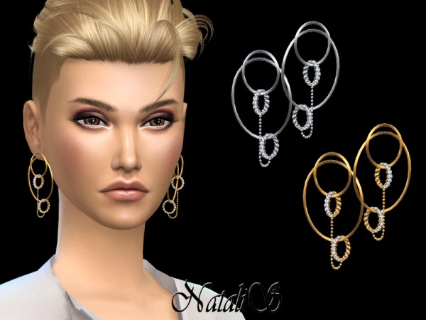  The Sims Resource: Large Orbit Pave Earrings by NataliS