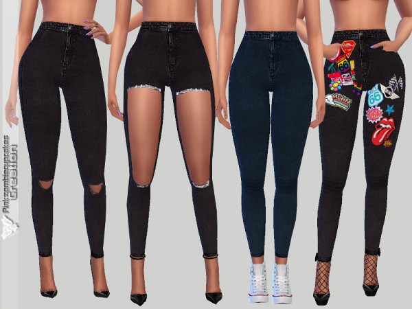  The Sims Resource: Black Skinny Jeans by Pinkzombiecupcakes