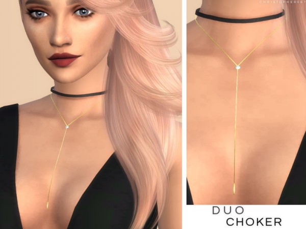  The Sims Resource: Duo Choker by Christopher067