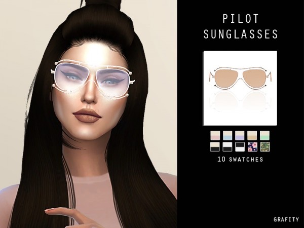  The Sims Resource: Pilot Sunglasses by GrafitySims