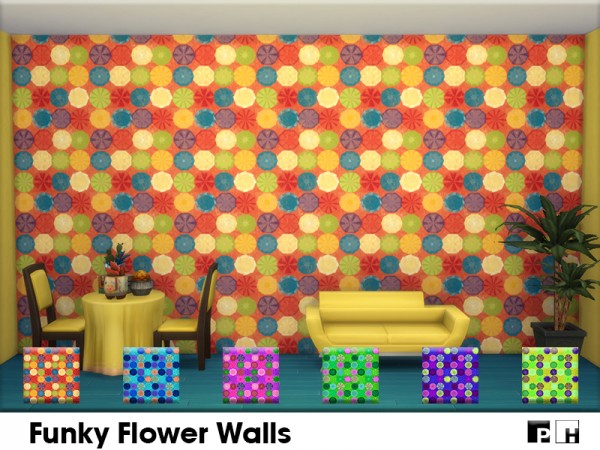  The Sims Resource: Funky Flower Walls by Pinkfizzzzz