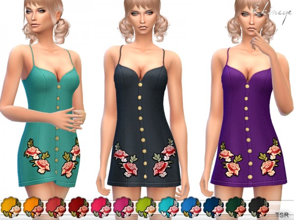  The Sims Resource: Rose Embroidered Mini Dress by ekinege