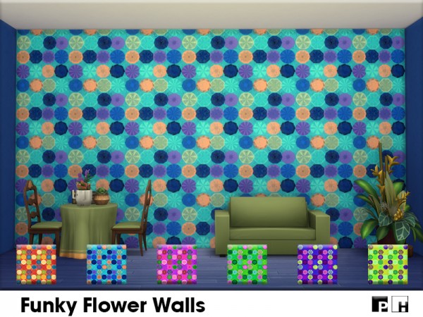  The Sims Resource: Funky Flower Walls by Pinkfizzzzz