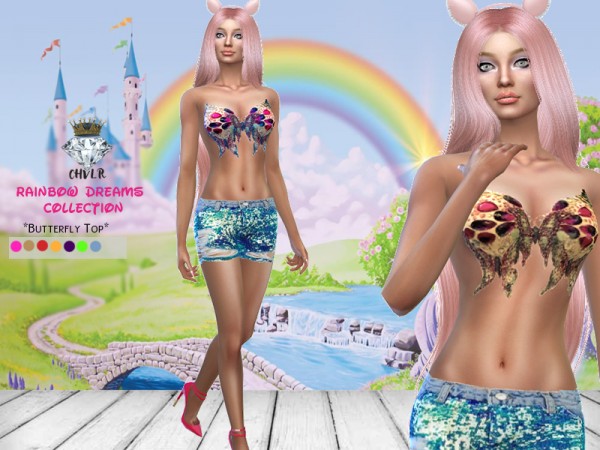 The Sims Resource: Butterfly Top by MadameChvlr