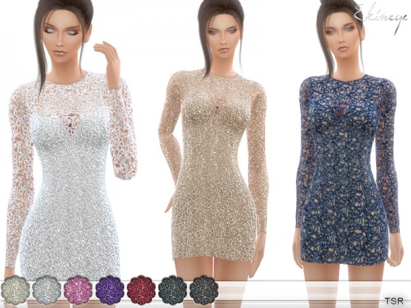  The Sims Resource: Crochet Lace Mini Dress by ekinege