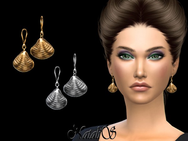 The Sims Resource: Shell Drop Earrings by NataliS