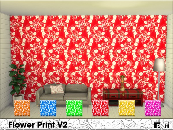  The Sims Resource: Flower Print V2 by Pinkfizzzzz
