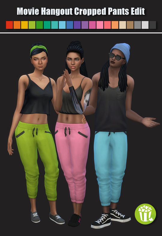  Simsworkshop: Movie Hangout Cropped Pants by maimouth