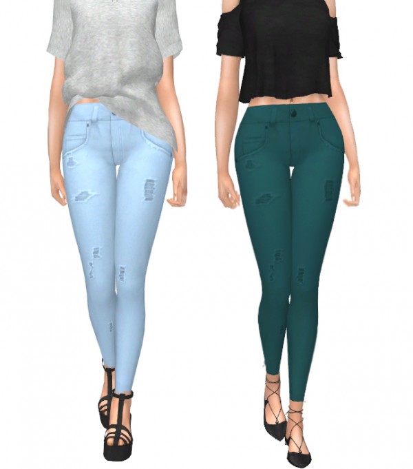 Kenzar Sims: Cinemasims Distressed Jeans Recolor • Sims 4 Downloads