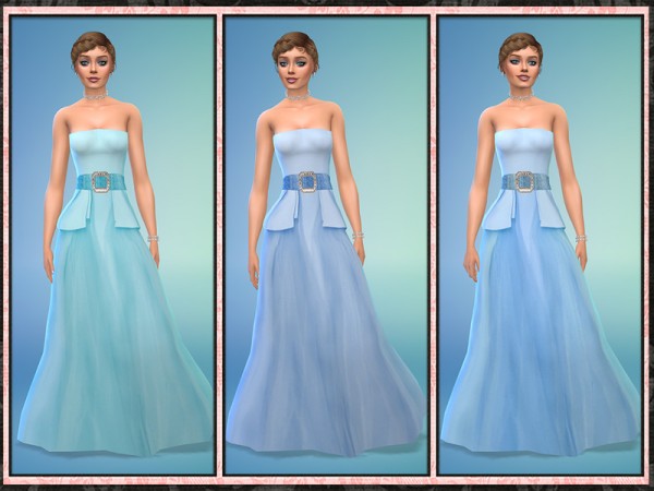  The Sims Resource: Strapless Tulle Long Gown by Five5Cats