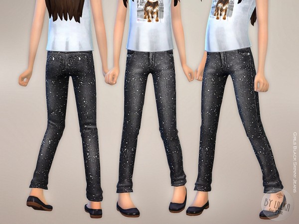  The Sims Resource: Girls Black Skinny Jeans by lillka