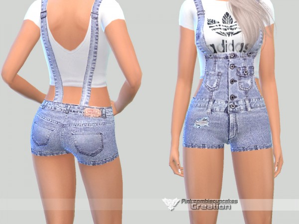  The Sims Resource: Summer Short Dungarees by Pinkzombiecupcakes